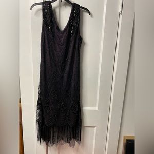 PrettyGuide black/purple sequin flapper dress
